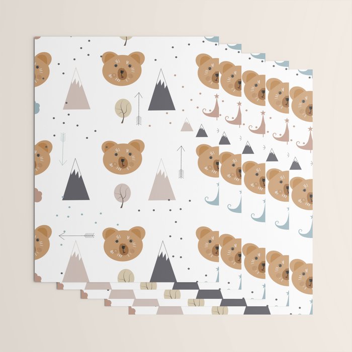 Seamless kids pattern with lovely cute bears and forest Wrapping Paper Gallery Image 3