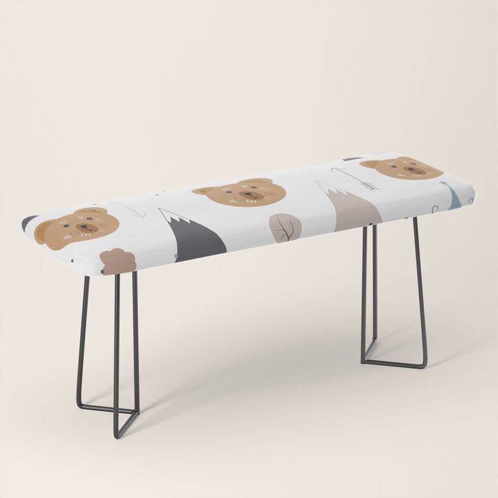 Seamless kids pattern with lovely cute bears and forest Bench Gallery Image 1