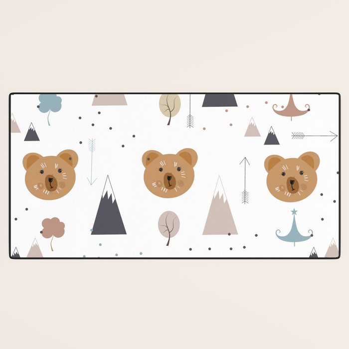 Seamless kids pattern with lovely cute bears and forest Desk Mat Gallery Image 3
