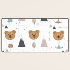 Seamless kids pattern with lovely cute bears and forest Desk Mat Gallery Image 3
