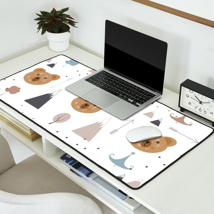 Seamless kids pattern with lovely cute bears and forest Desk Mat Gallery Image 2