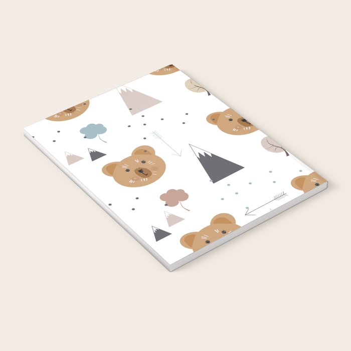 Seamless kids pattern with lovely cute bears and forest Notebook Gallery Image 3