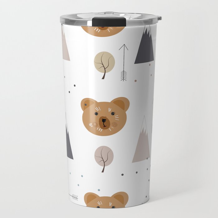 Seamless kids pattern with lovely cute bears and forest Travel Mug Gallery Image 1