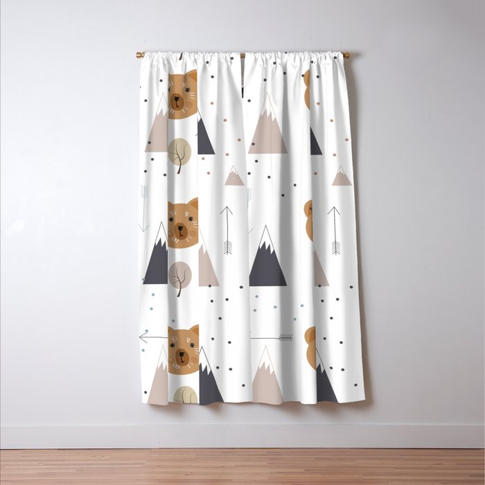 Seamless kids pattern with lovely cute bears and forest Window Curtain Gallery Image 3