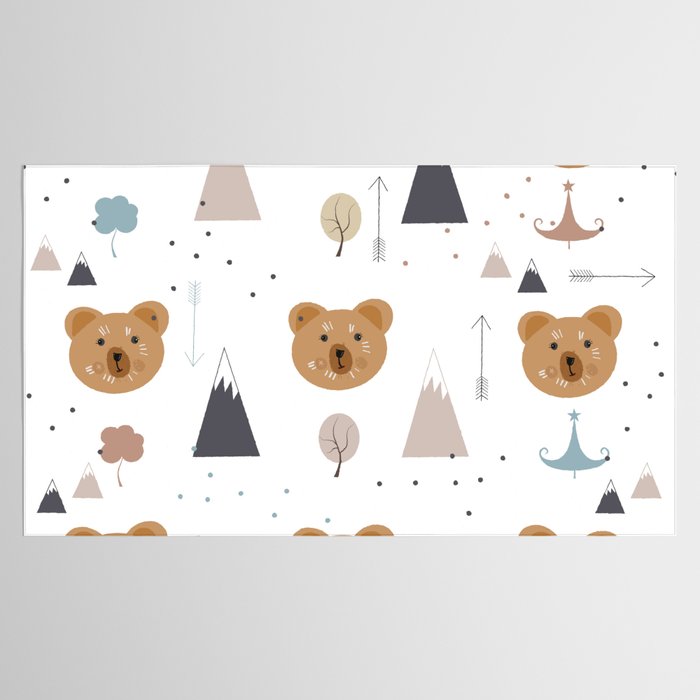 Seamless kids pattern with lovely cute bears and forest Tablecloth Gallery Image 2
