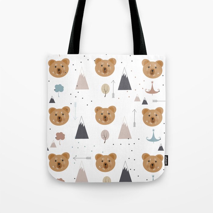 Seamless kids pattern with lovely cute bears and forest Tote Bag Gallery Image 1