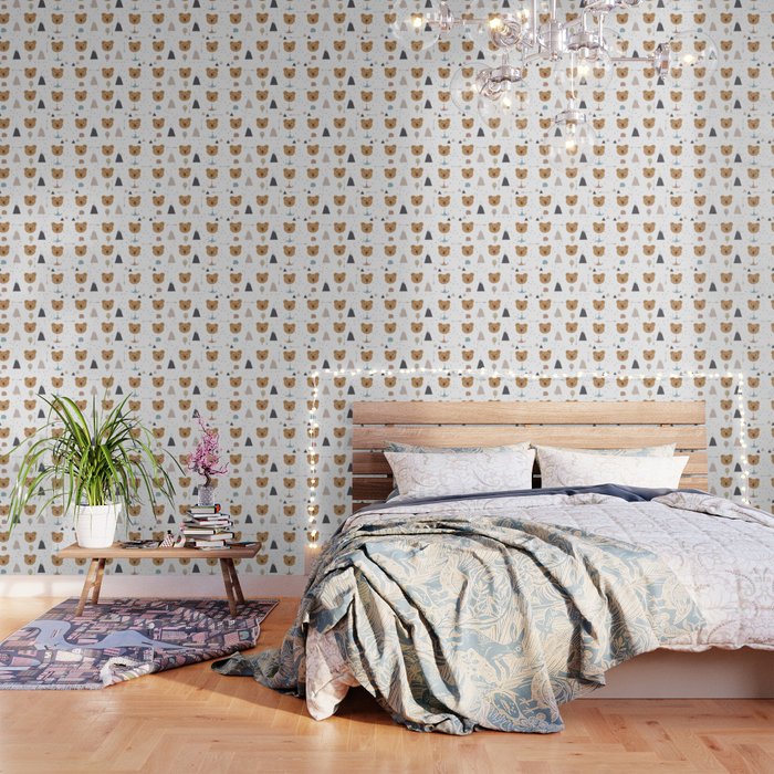Seamless kids pattern with lovely cute bears and forest Wallpaper Gallery Image 1