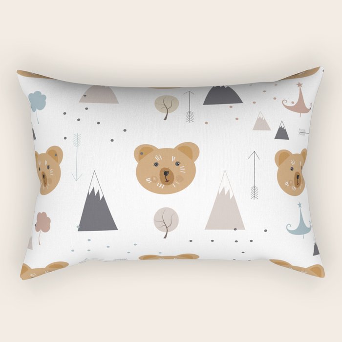 Seamless kids pattern with lovely cute bears and forest Rectangular Pillow Gallery Image 2