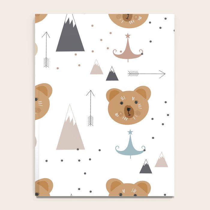 Seamless kids pattern with lovely cute bears and forest Notebook Gallery Image 4