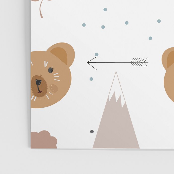 Seamless kids pattern with lovely cute bears and forest Poster Gallery Image 3