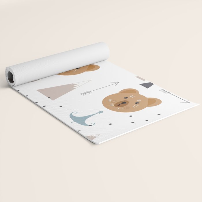 Seamless kids pattern with lovely cute bears and forest Yoga Mat Gallery Image 2