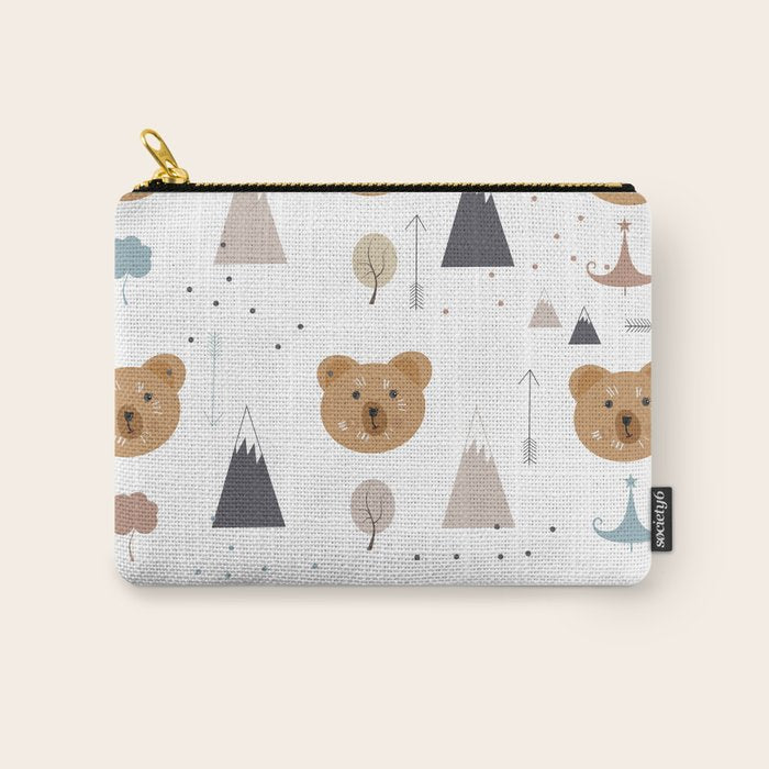 Seamless kids pattern with lovely cute bears and forest Carry All Pouch Gallery Image 1