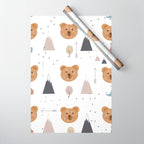 Seamless kids pattern with lovely cute bears and forest Wrapping Paper Gallery Image 1