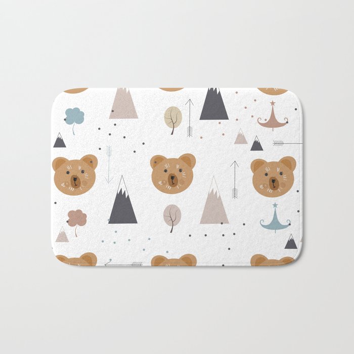 Seamless kids pattern with lovely cute bears and forest Bath Mat Gallery Image 1