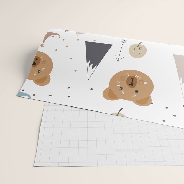 Seamless kids pattern with lovely cute bears and forest Wrapping Paper Gallery Image 2