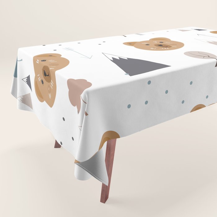 Seamless kids pattern with lovely cute bears and forest Tablecloth Gallery Image 1