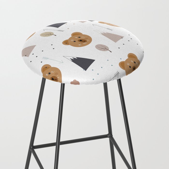 Seamless kids pattern with lovely cute bears and forest Stool Gallery Image 2