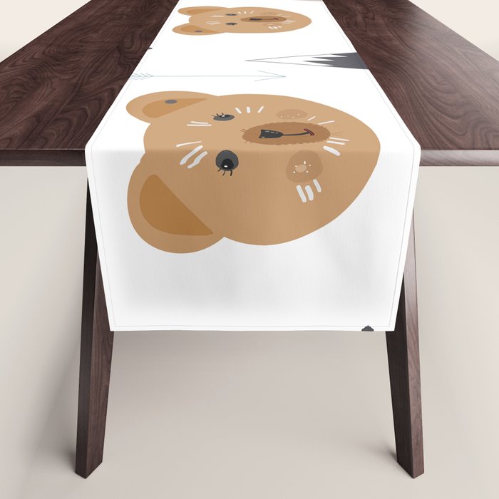 Seamless kids pattern with lovely cute bears and forest Table Runner Gallery Image 1