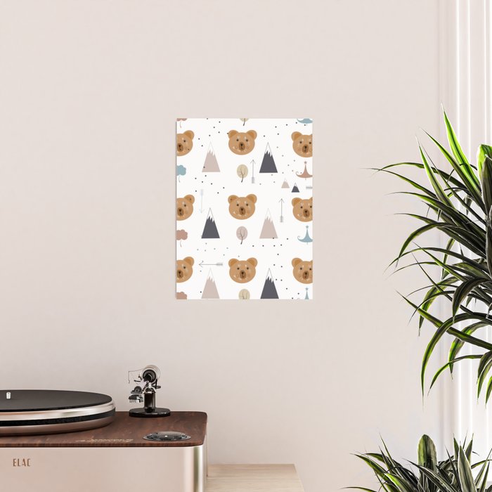 Seamless kids pattern with lovely cute bears and forest Poster Gallery Image 2