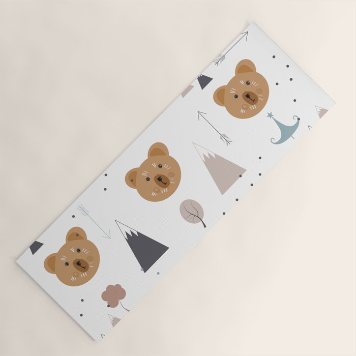 Seamless kids pattern with lovely cute bears and forest Yoga Mat Gallery Image 1