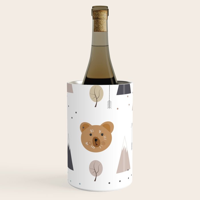 Seamless kids pattern with lovely cute bears and forest Wine Chiller Gallery Image 1