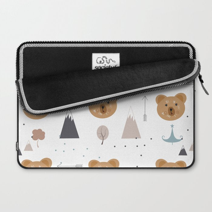 Seamless kids pattern with lovely cute bears and forest Laptop Sleeve Gallery Image 2