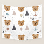Seamless kids pattern with lovely cute bears and forest Wall Tapestry Gallery Image 4
