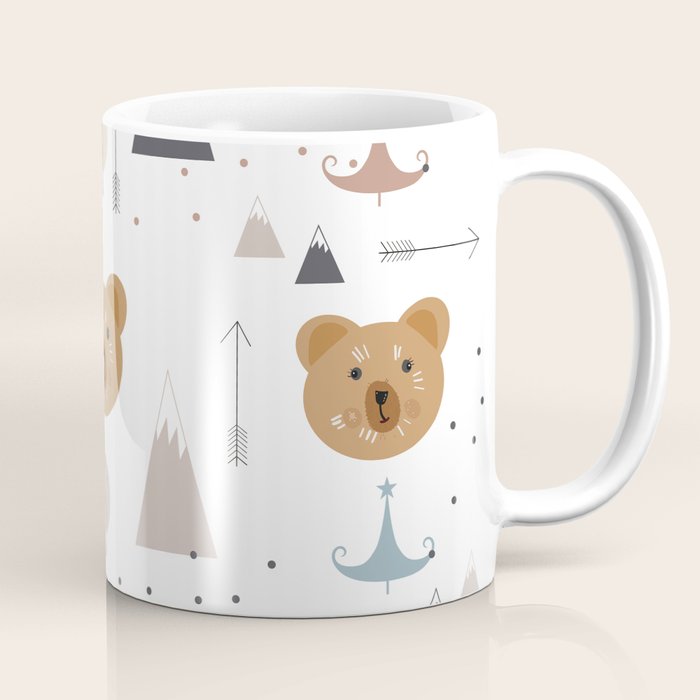 Seamless kids pattern with lovely cute bears and forest Coffee Mug Gallery Image 1