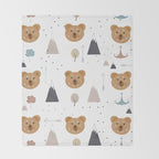 Seamless kids pattern with lovely cute bears and forest Throw Blanket Gallery Image 2
