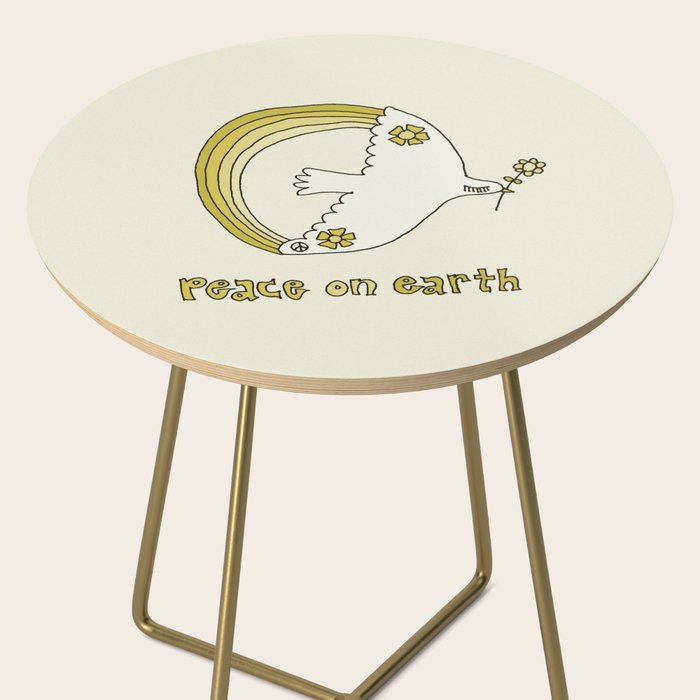 peace dove spread rainbow // retro art by surfy birdy Side Table Gallery Image 2