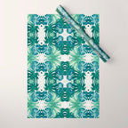 Tropical Palms, Green and Blue, Abstract Wrapping Paper Gallery Image 1