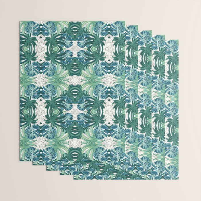 Tropical Palms, Green and Blue, Abstract Wrapping Paper Gallery Image 3