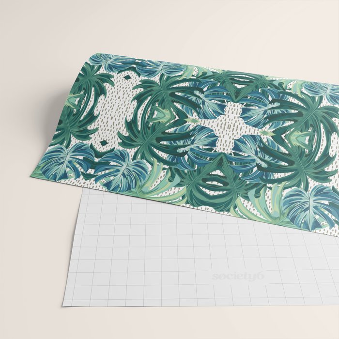 Tropical Palms, Green and Blue, Abstract Wrapping Paper Gallery Image 2
