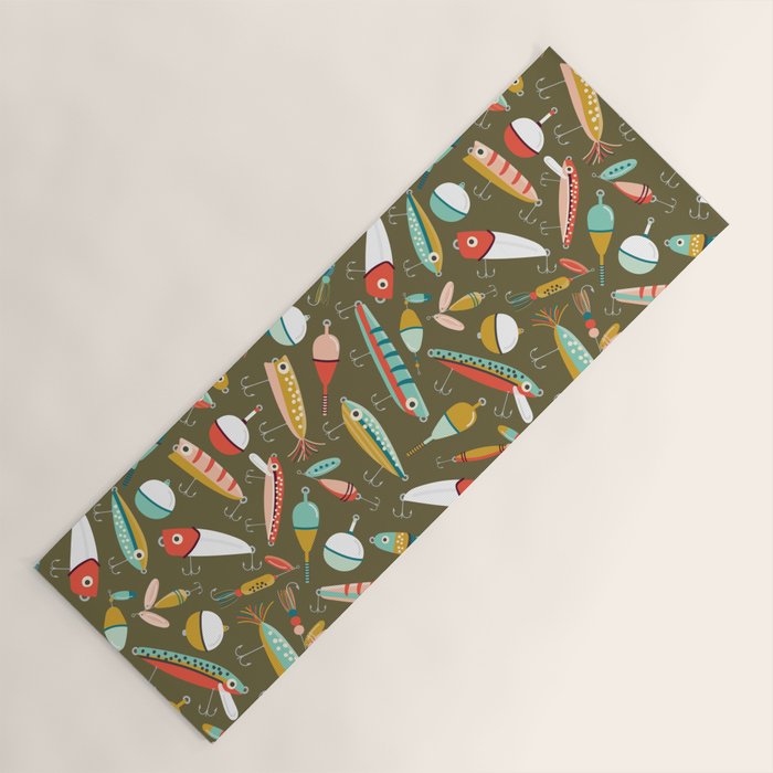 Fishing Lures Green Yoga Mat Gallery Image 1
