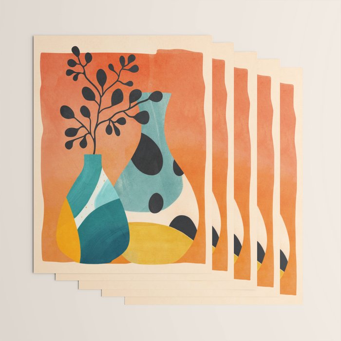 Modern Abstract Vases with Plant 2 Wrapping Paper Gallery Image 3