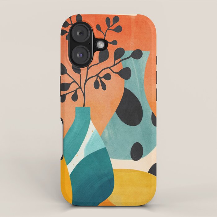 Modern Abstract Vases with Plant 2 iPhone Case Gallery Image 1