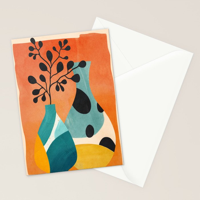 Modern Abstract Vases with Plant 2 Stationery Card Gallery Image 2