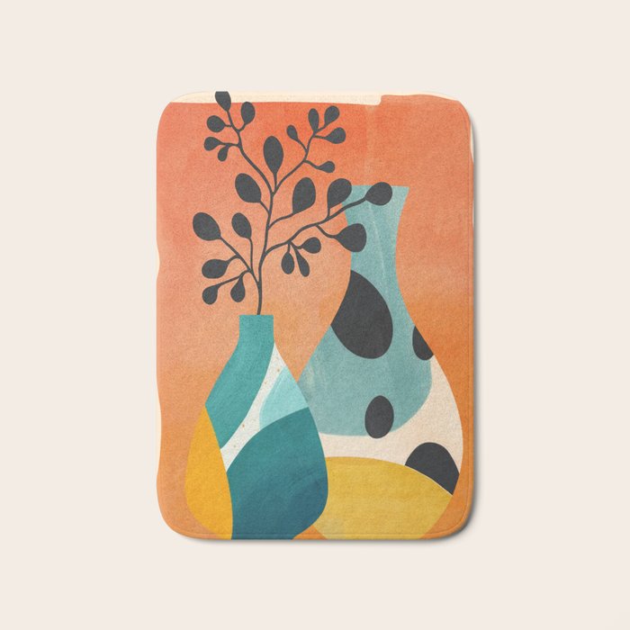 Modern Abstract Vases with Plant 2 Bath Mat Gallery Image 1