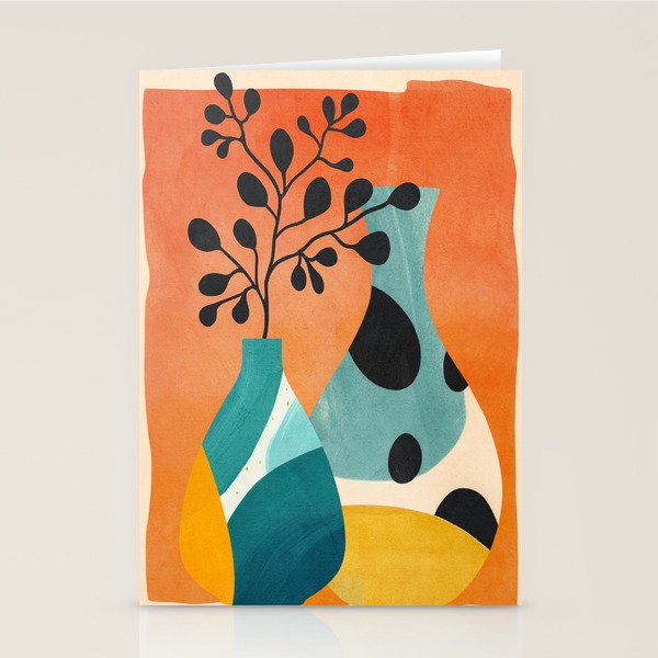 Modern Abstract Vases with Plant 2 Stationery Card Gallery Image 1