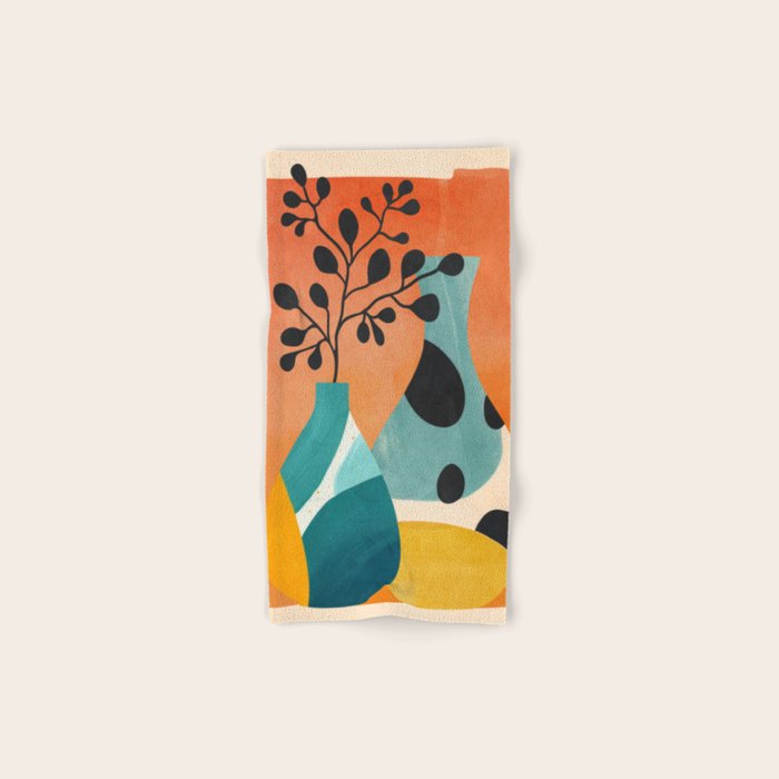 Modern Abstract Vases with Plant 2 Bath Towel Gallery Image 1