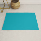NOW AQUA Blue Solid Color Plain Teal Shade and Mindfulness Minimalist Word Art  Rug Gallery Image 1