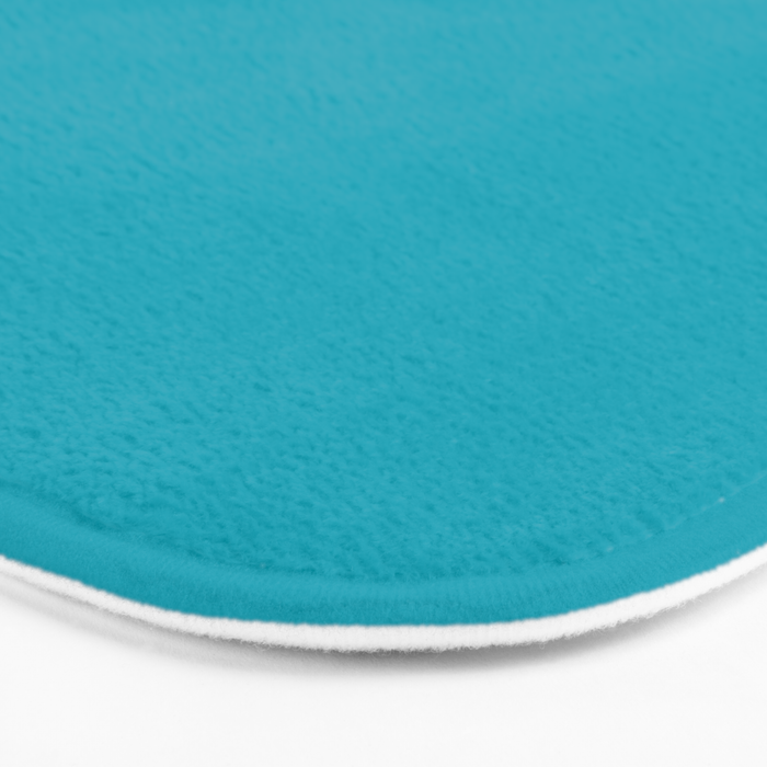 NOW AQUA Blue Solid Color Plain Teal Shade and Mindfulness Minimalist Word Art  Bath Mat Gallery Image 3