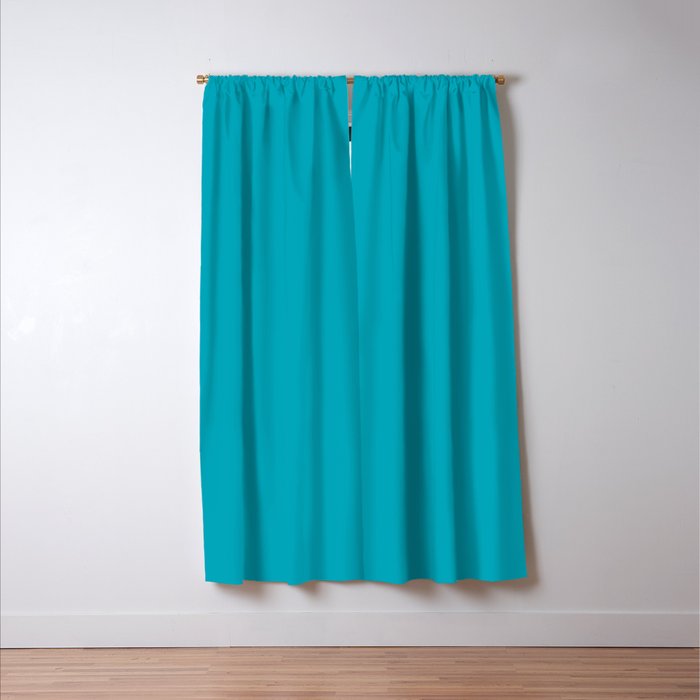 NOW AQUA Blue Solid Color Plain Teal Shade and Mindfulness Minimalist Word Art  Window Curtain Gallery Image 3
