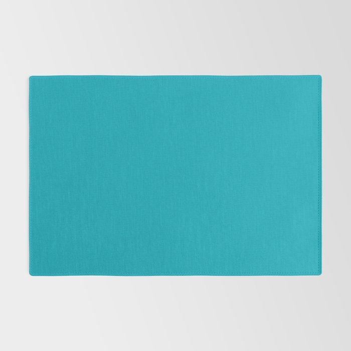 NOW AQUA Blue Solid Color Plain Teal Shade and Mindfulness Minimalist Word Art  Rug Gallery Image 2