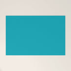 NOW AQUA Blue Solid Color Plain Teal Shade and Mindfulness Minimalist Word Art  Welcome Mat Gallery Image 1