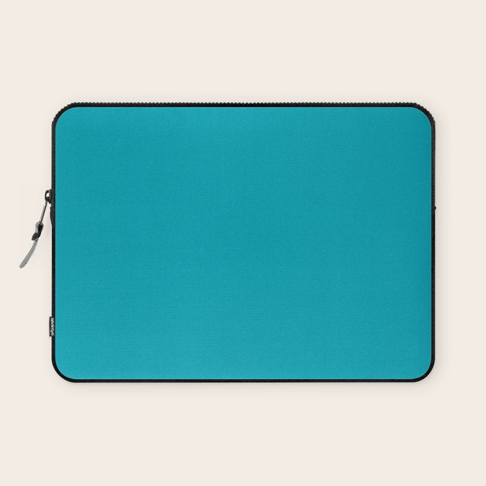 NOW AQUA Blue Solid Color Plain Teal Shade and Mindfulness Minimalist Word Art  Laptop Sleeve Gallery Image 1