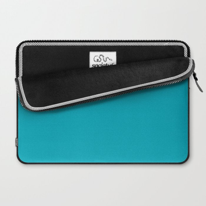 NOW AQUA Blue Solid Color Plain Teal Shade and Mindfulness Minimalist Word Art  Laptop Sleeve Gallery Image 2