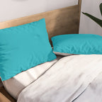 NOW AQUA Blue Solid Color Plain Teal Shade and Mindfulness Minimalist Word Art  Pillow Sham Gallery Image 2