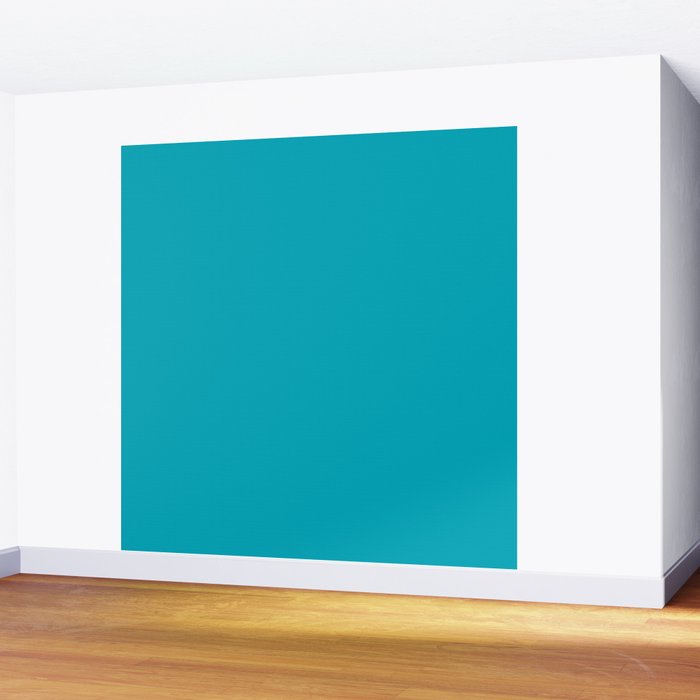 NOW AQUA Blue Solid Color Plain Teal Shade and Mindfulness Minimalist Word Art  Wall Mural Gallery Image 2