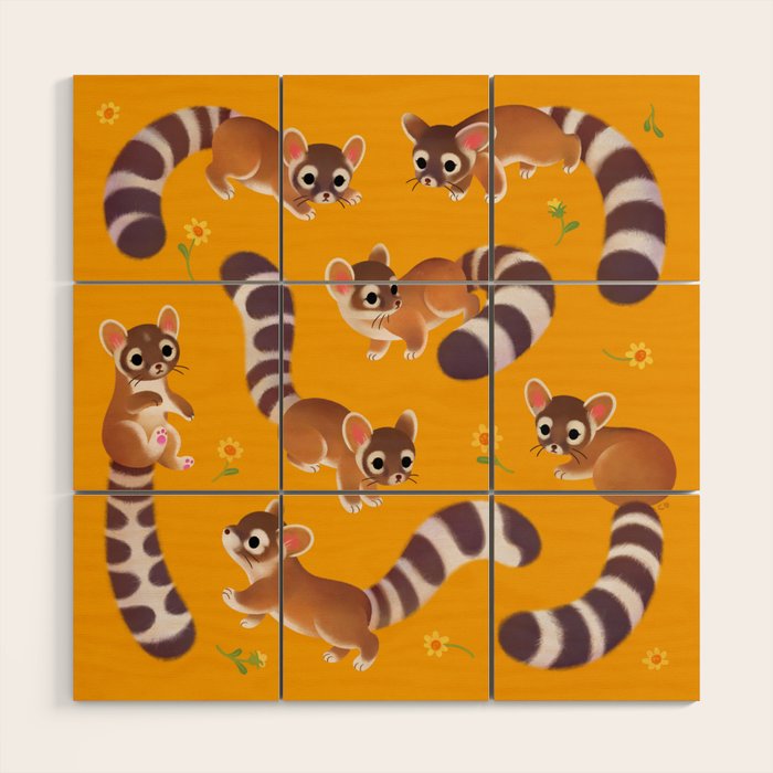 Ringtail - yellow Wood Wall Art Gallery Image 1